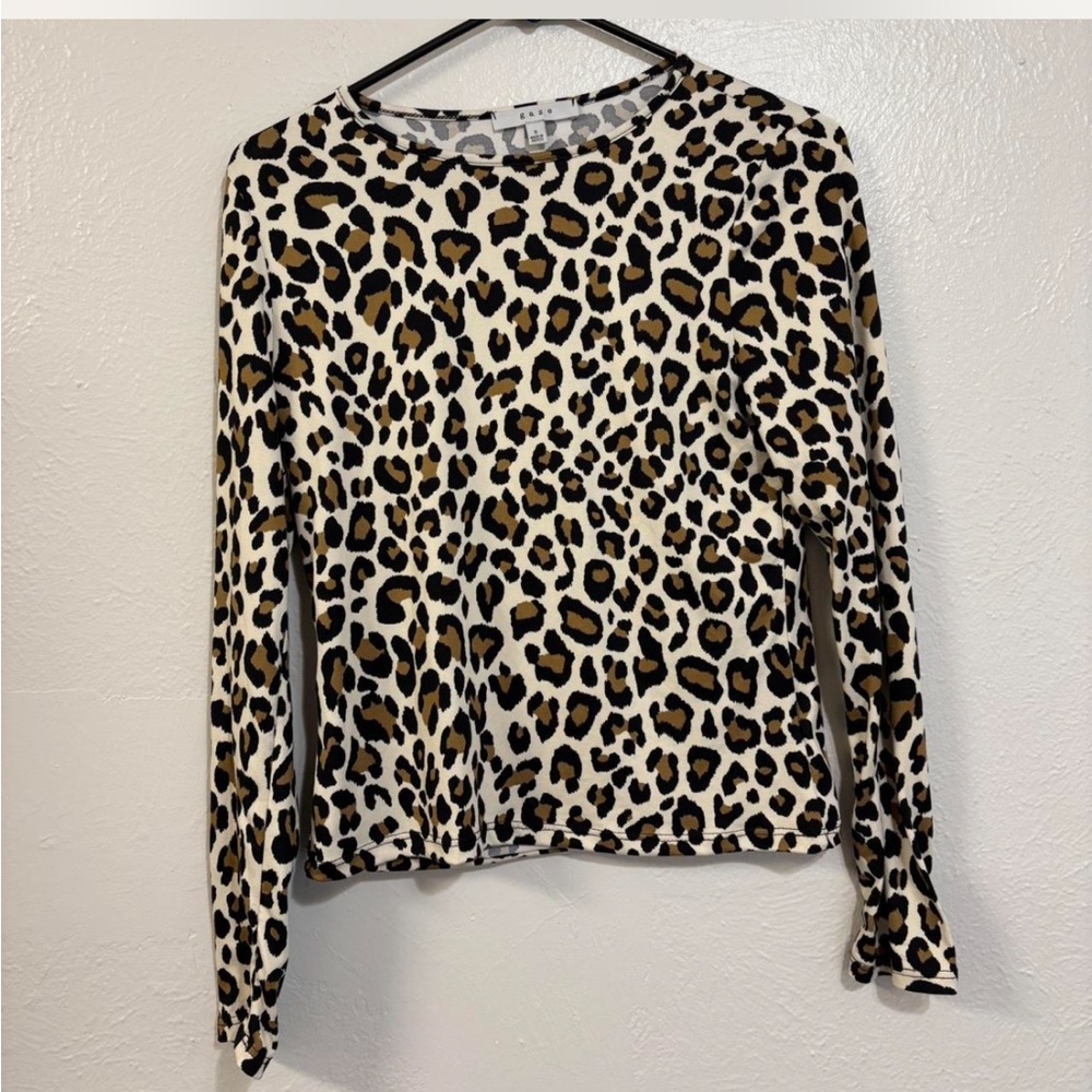 Gaze Animal Print Long Sleeve Top - Black cream and Brown